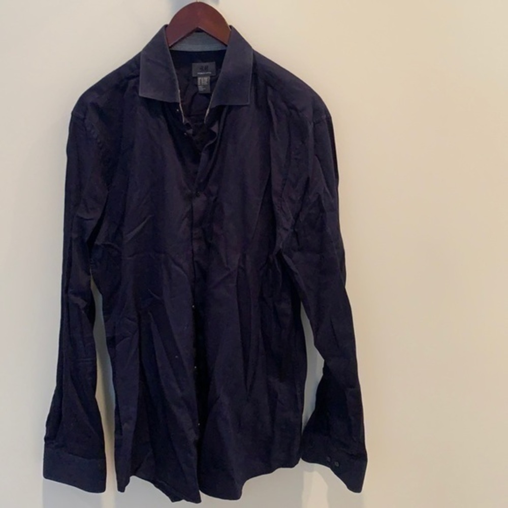 H&M Button Down Shirt Navy premium Cotton